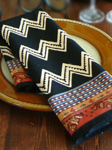 Kilim Noir ~ Decorative Black Table Dinner Napkins