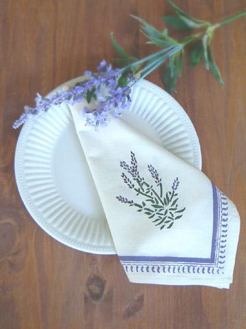 Lavender Dreams ~ White French Provencal Cotton Dinner Napkins