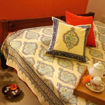 Morning Dew ~ Stylish Elegant Yellow Blue French King Bedspread
