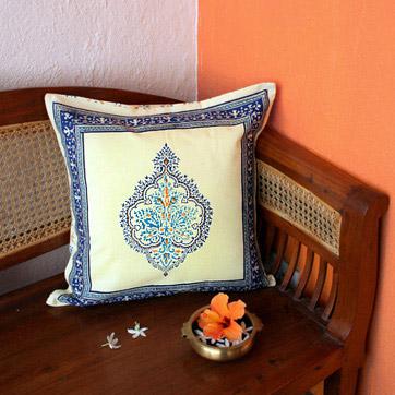 Morning Dew~ Elegant Cotton Yellow Blue French Throw Pillow Sham