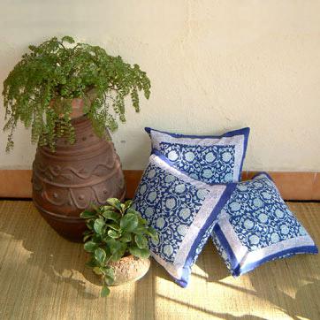 Midnight Lotus ~ Asian Blue Floral Throw Pillow Cushion Cover