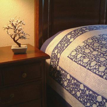 Midnight Lotus ~ Asian Blue Oriental Floral King Duvet Cover