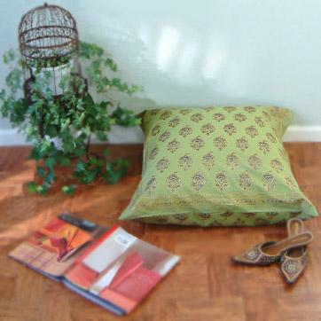 Memories of Shalimar ~ Asian Green Floral Euro Pillow Sham Cover