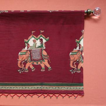 Maharaja ~ Beautiful Burgundy Red Royal Elephant Window Valance