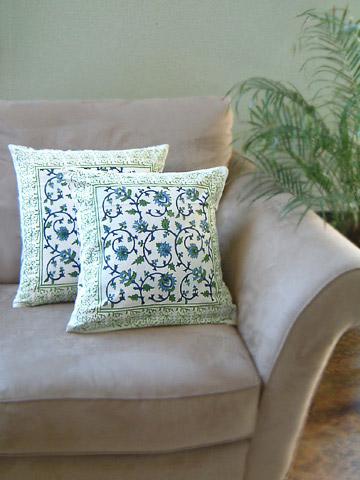 Moonlit Taj ~ Exotic India Turquoise Floral Throw Cushion Cover