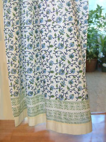 Moonlit Taj~ Exotic Turquoise Floral Sheer Curtain Panel