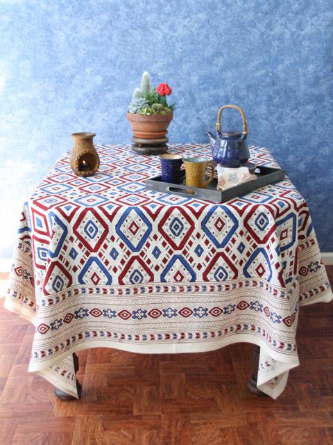 Navajo Rhythms ~ Red White and Blue Cotton Western Tablecloth