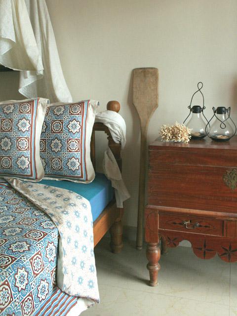 Ocean Breezes ~ Rustic Blue Brown Moroccan Beach Pillow Sham