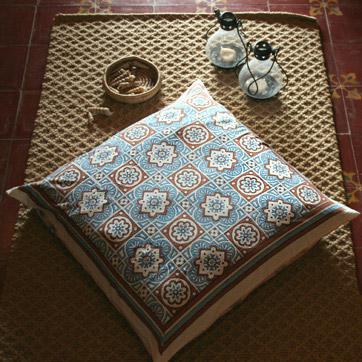 Ocean Breezes~ Rustic Blue Brown Moroccan Beach Euro Pillow Sham