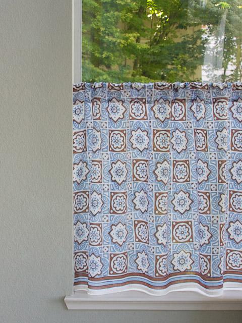 Ocean Breezes ~ Casual Blue Brown Moroccan Kitchen Curtain