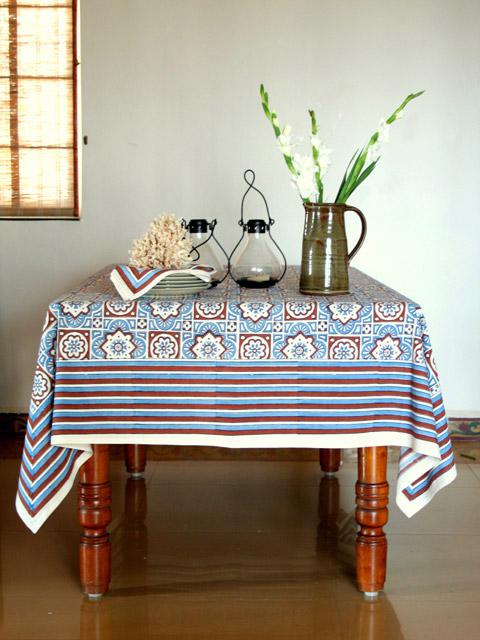 Ocean Breezes ~ Blue Brown Moroccan  Beach Table Cloths