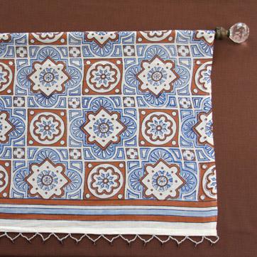 Ocean Breezes ~ Rustic Blue Brown Moroccan Beach Window Valance