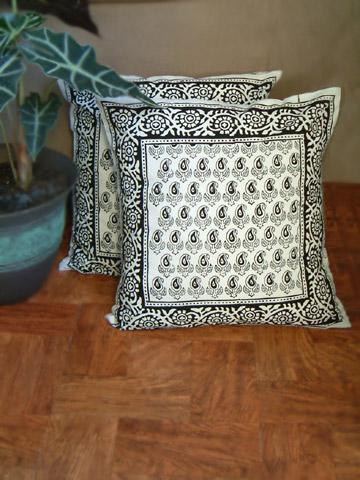 Paisley Au Lait ~ Modern Designer Black and White Cushion Covers