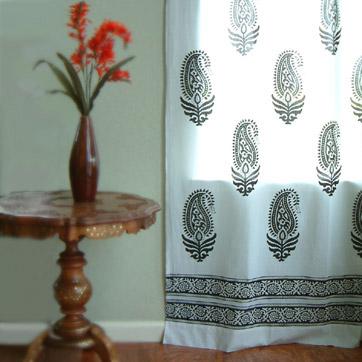 black and white curtains for living. Paisley Au Lait ~ Black White