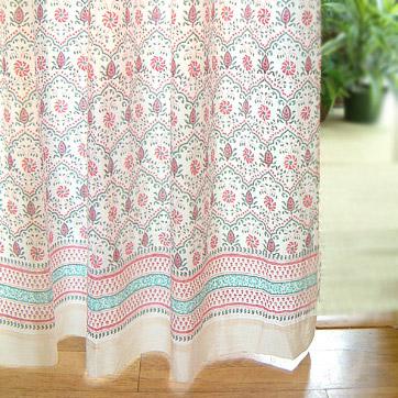 Sundari ~ Decorative Pink Country Cotton Curtain Panel