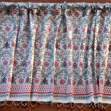 Sundari ~ Decorative Pink Country Sheer Beaded Window Valance