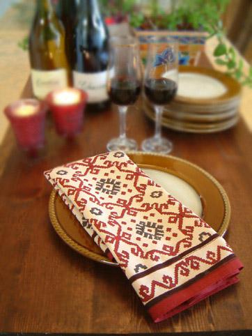 Ruby Kilim ~ Red Decorative Cotton Cloth Table Napkins