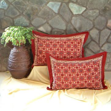 Ruby Kilim ~ Rustic Red Black Pillow Sham Flanged