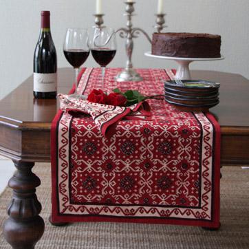 Ruby Kilim ~ Festive Elegant Red Table Runner