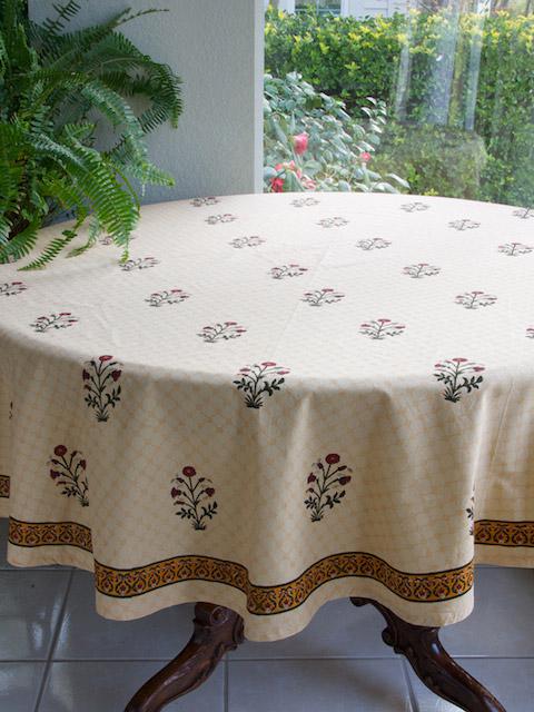 Red Poppy ~ Elegant Floral Banquet Round Indian Tablecloth