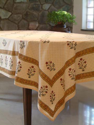 Red Poppy ~ Elegant Floral India Banquet Table Cloth