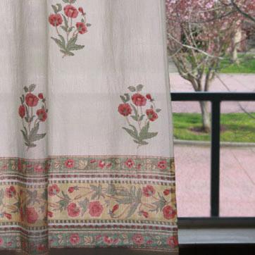 Roses In The Snow Lite ~ Floral Country Cottage Tab Top Curtain