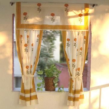 Wedding Day ~ Yellow Floral Country Kitchen Beaded Window Valanc