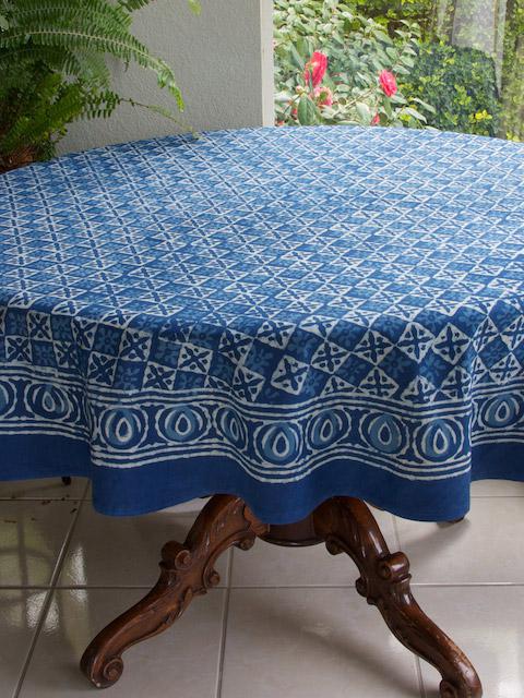 Starry Nights ~ Designer Batik Blue Round India Tablecloth