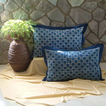 Starry Nights ~ Blue Batik Pillow Cover Sham Flanged