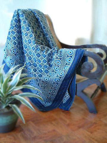 Starry Nights ~ Designer Blue India Batik Quilted King Bedspread