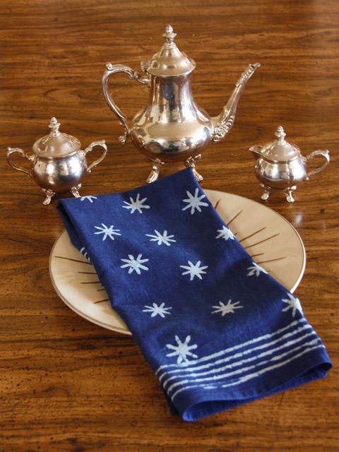 Starry Nights ~ Blue Batik Cloth Dinner Table Napkins