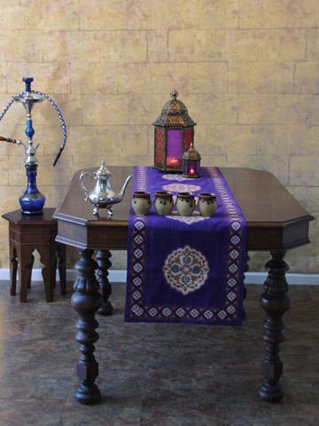 Sultans Palace Purple Blue Moroccan Vintage Table Runner