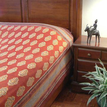 Spice Route~ Unique Red Orange Luxury Moroccan Queen Duvet Cover