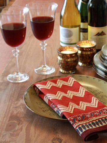 Spice Route ~ Holiday Red Cotton Cloth Table Napkins