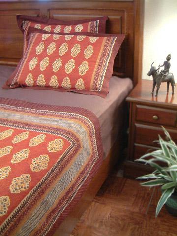Spice Route ~ Red Orange  Moroccan Standard Pillow Sham Flanged