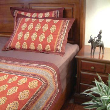 Spice Route ~ Red Orange  Moroccan Standard Pillow Sham Flanged