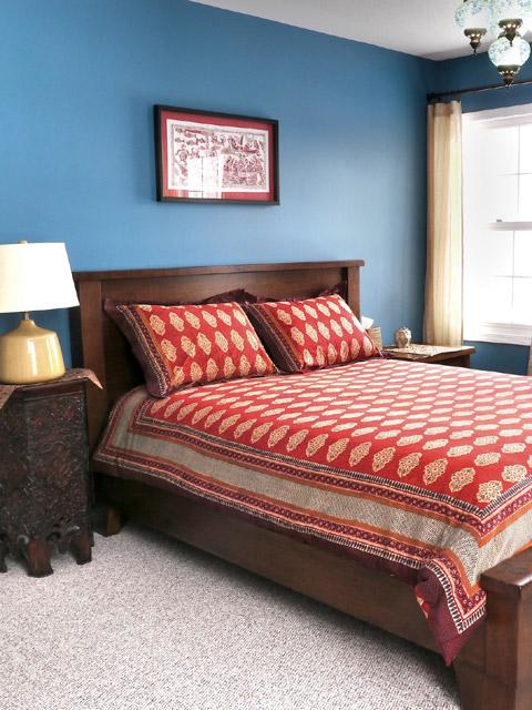 Spice Route ~ Unique Red Orange Luxury Moroccan King Bedspread