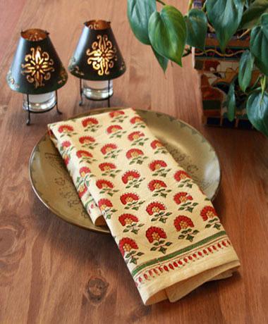 Tropical Garden ~ Red Floral Country Dinner Napkins