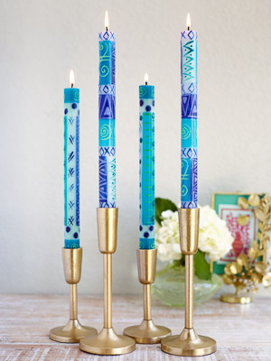 Sapphire Seas ~ Hand Painted Taper Candles