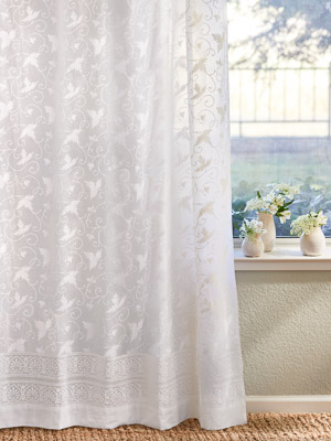 Ivy Lace ~ Country Cottage Sheer White Curtain Panel