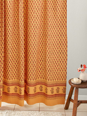 Indian Summer ~ Orange Paisley Cotton Gypsy Shower Curtain