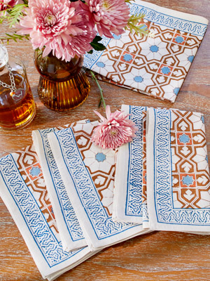 Mosaique Bleue - Earth ~ Moroccan Tile Rich Cream Dinner Napkins