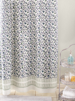Moonlit Taj ~ Floral Turquoise India Inspired Shower Curtain