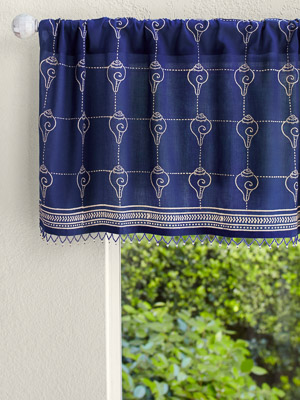 Pacific Blue (CP) ~ Rustic Navy Ocean Asian Window Valance