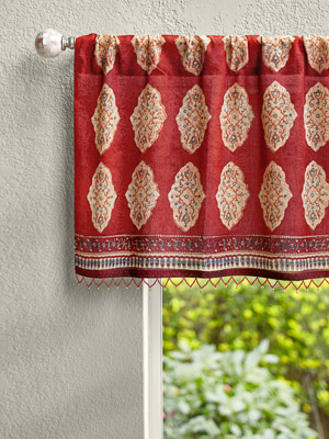 Spice Route ~ Red Orange Moroccan Indian Window Valance