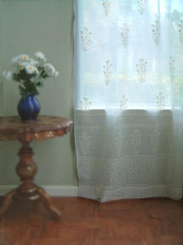 Tulip Mist ~ Elegant White Cotton Sheer Curtain Panel