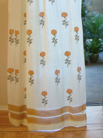 Wedding Day Yellow Tab Top Cotton Voile Country Curtain Panel