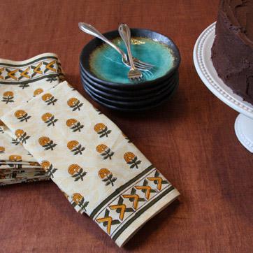 Wedding Day ~ Yellow Floral Summer Print Cloth Dinner Napkins