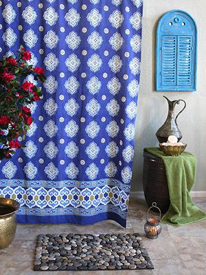 Casablanca Blues - Blue ~ Moroccan Quatrefoil Shower Curtain