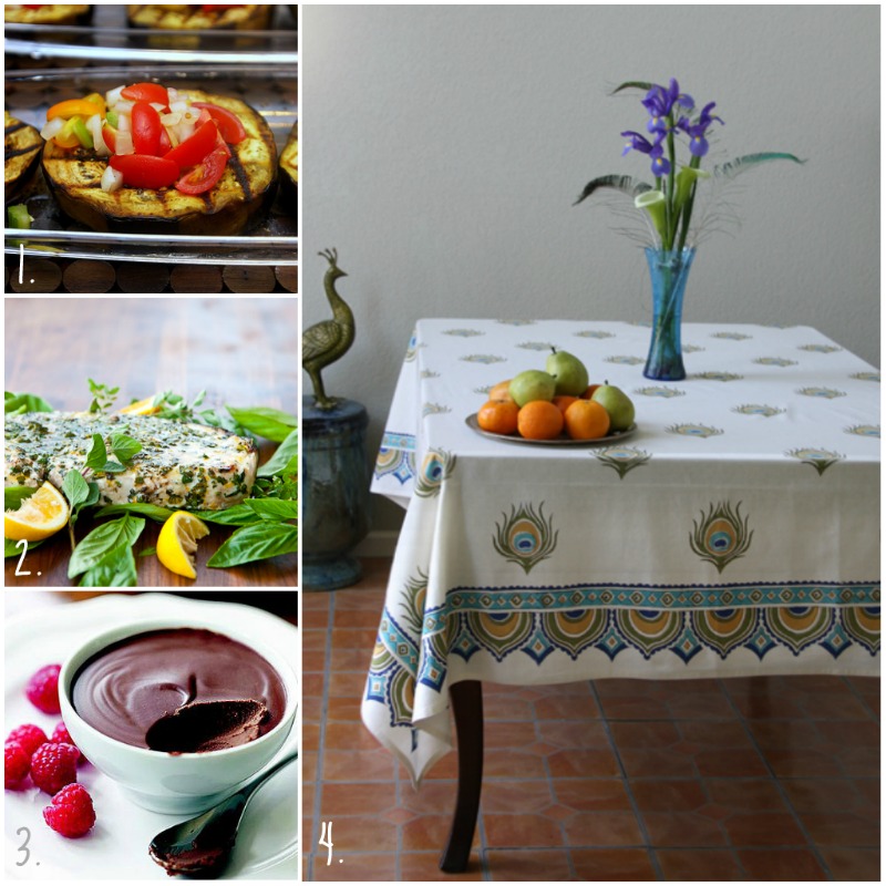 ideas and recipes for dining at home Ivory Peacock Feather Print Elegant Tablecloth